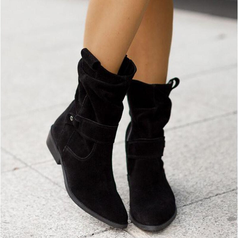 Cosima - Comfortable suede ankle boots with low heel