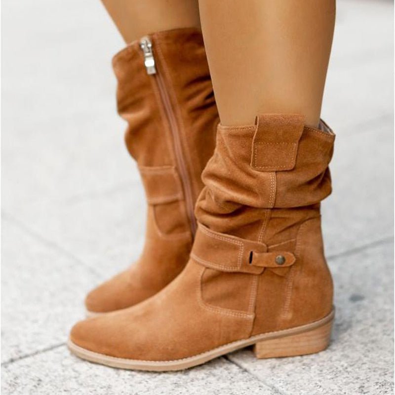 Cosima - Comfortable suede ankle boots with low heel