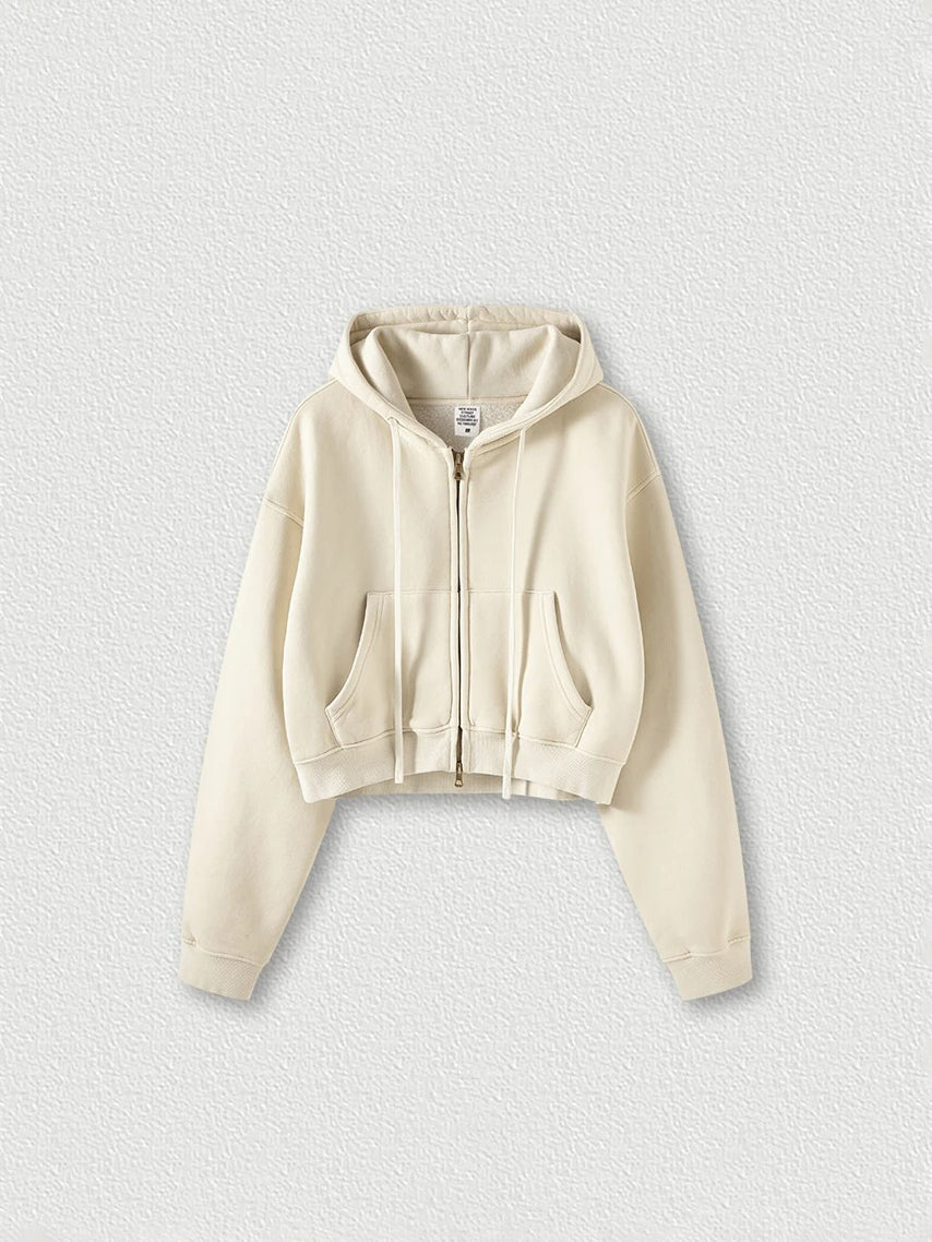 Vasket Vintage Cropped Zip Hoodie