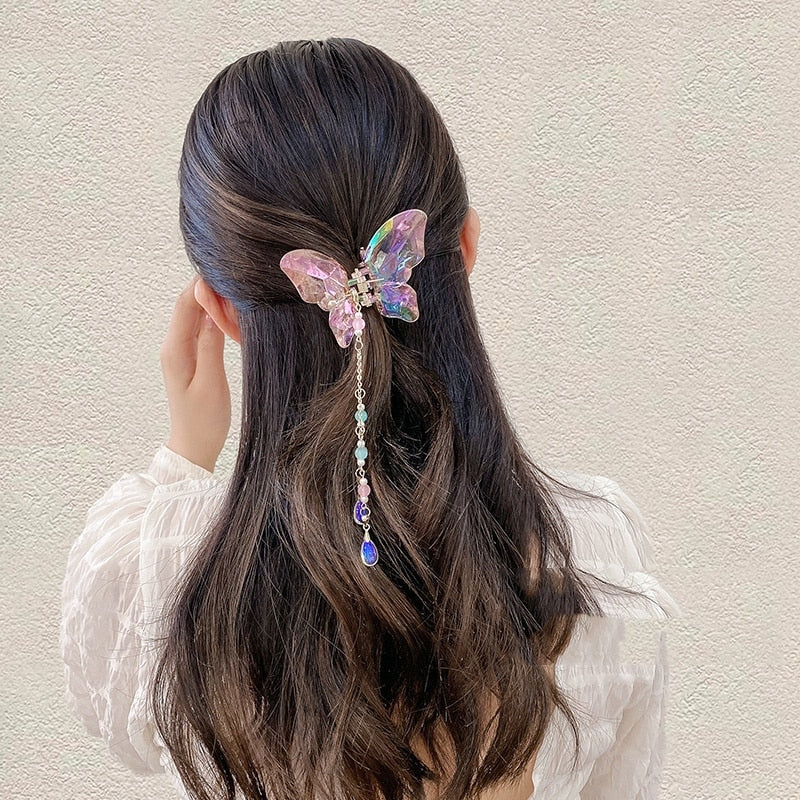 Crystal Butterfly Claw Hair Clip