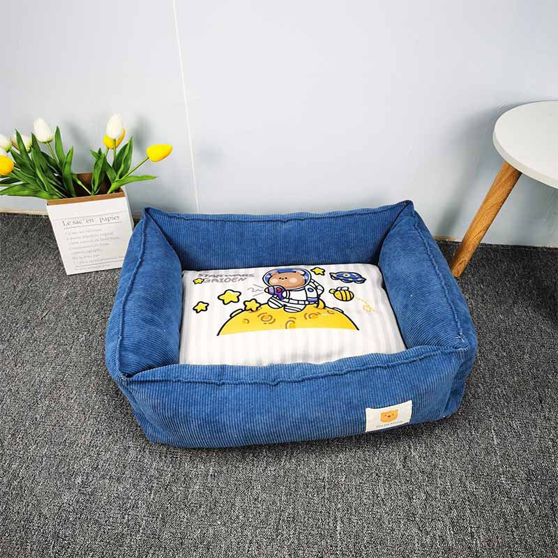 Paw Print Palace: Cute Printed Square Pet Bed