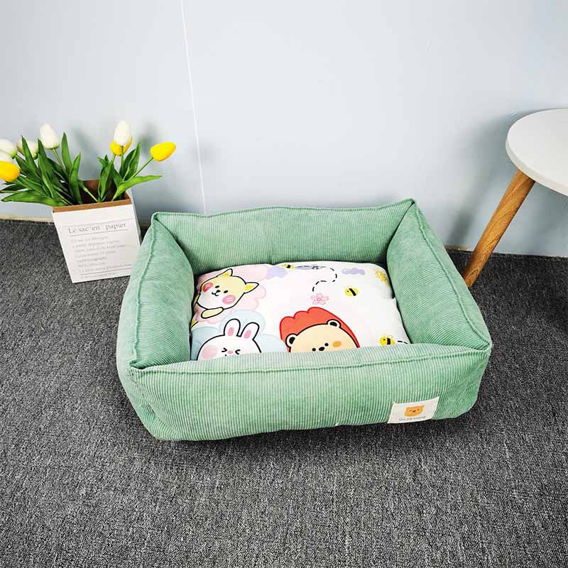 Paw Print Palace: Cute Printed Square Pet Bed