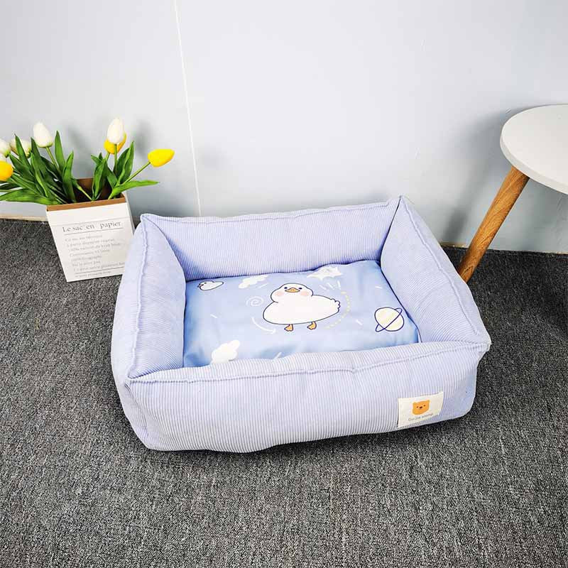 Paw Print Palace: Cute Printed Square Pet Bed