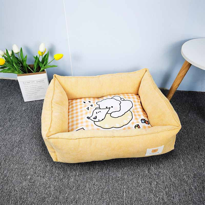 Paw Print Palace: Cute Printed Square Pet Bed