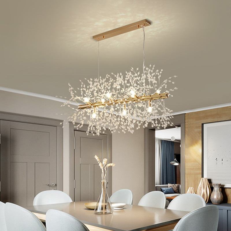 Luzes Pendentes LED Elegantes Luna - Metal Branco e Dourado para Sala de Estar e Sala de Jantar