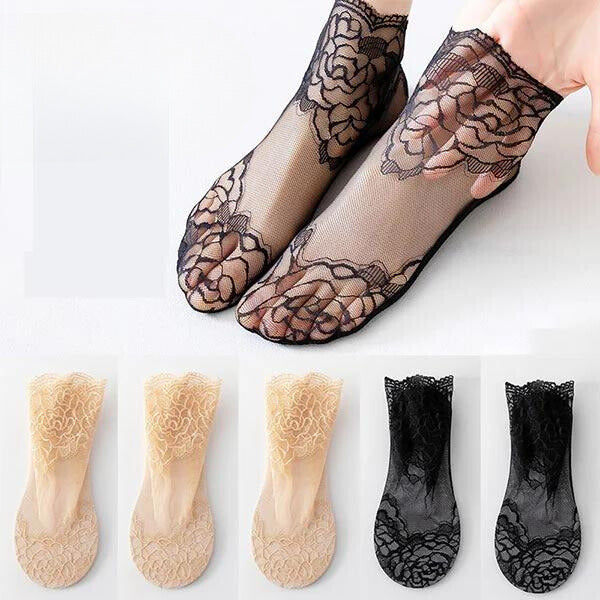 Yasmin Fashion Rose Lace Socks