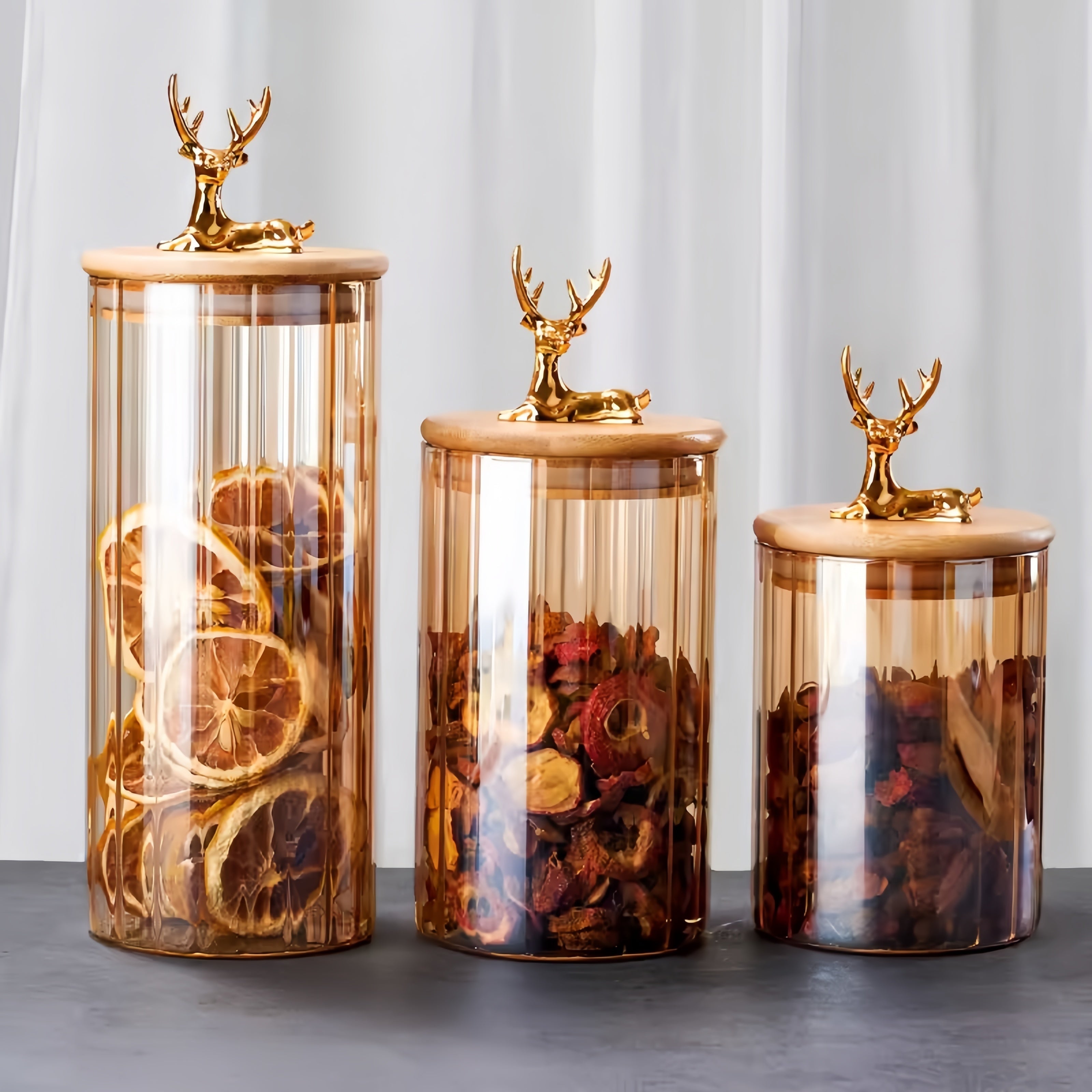 Nordic Deer Head Glass Jars Set