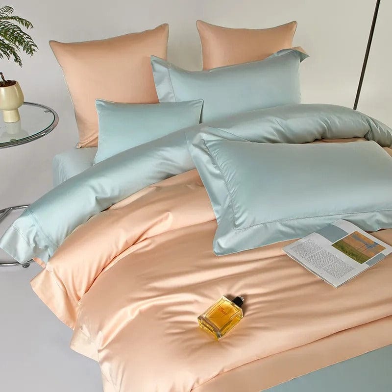 Ensemble de housse de couette Dream Peach Blue (coton égyptien)