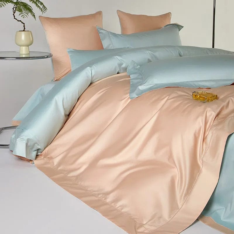 Ensemble de housse de couette Dream Peach Blue (coton égyptien)