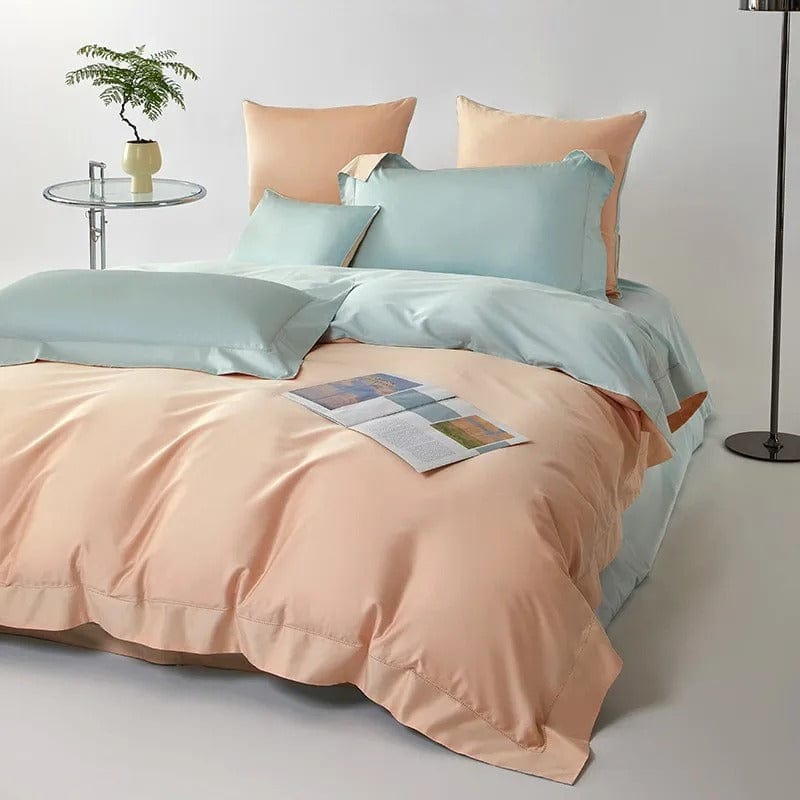 Ensemble de housse de couette Dream Peach Blue (coton égyptien)