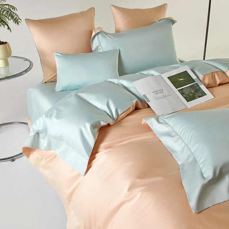 Dream Peach Blue Duvet Cover Set (Egyptian Cotton)