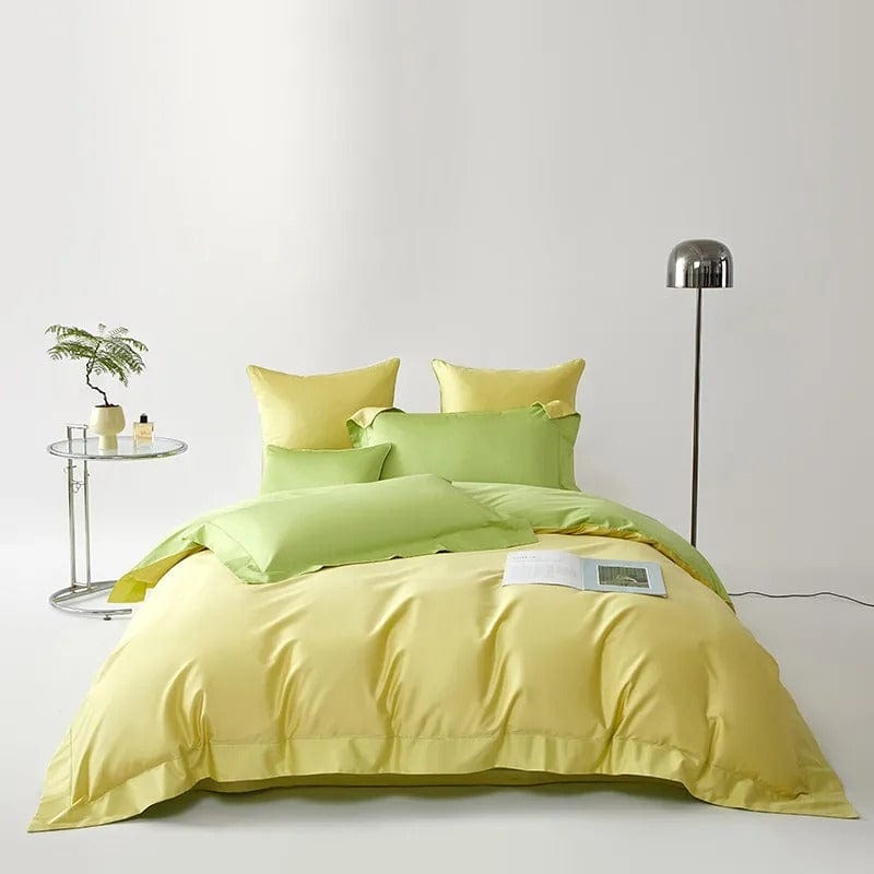 Ensemble de housse de couette Dream jaune vert (coton égyptien)