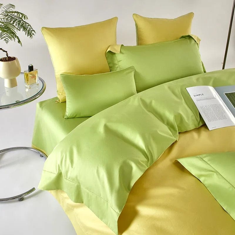 Ensemble de housse de couette Dream jaune vert (coton égyptien)