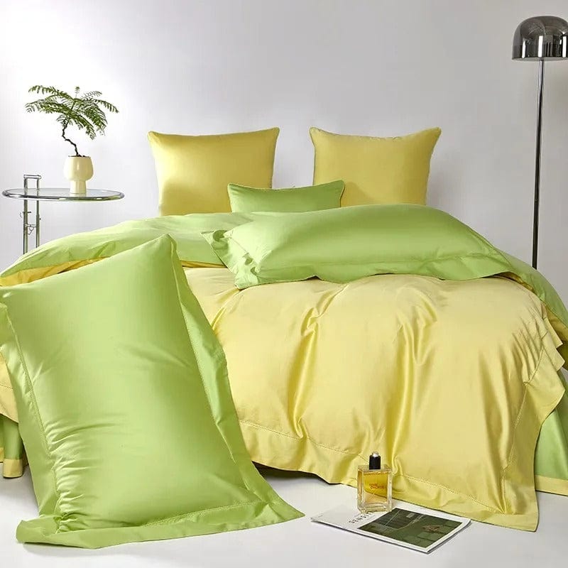 Ensemble de housse de couette Dream jaune vert (coton égyptien)