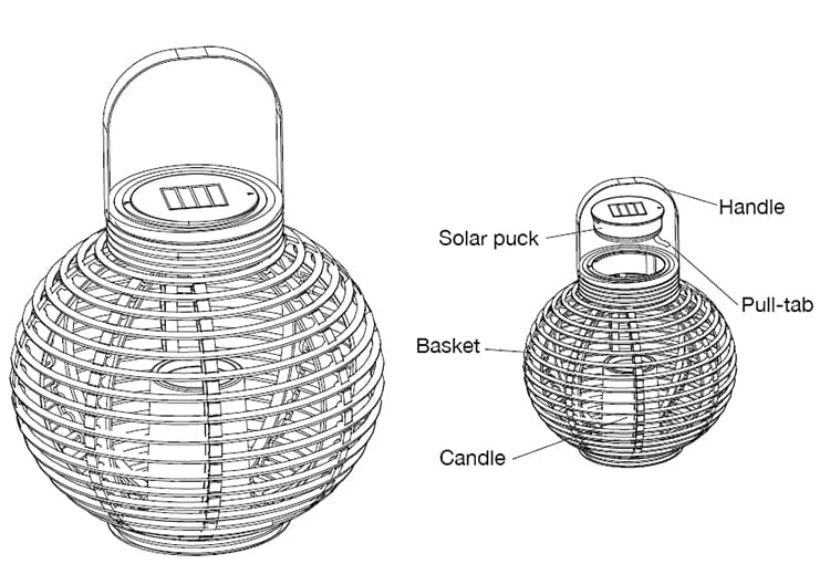 Lámpara de exterior de ratán con forma de lágrima (solar)