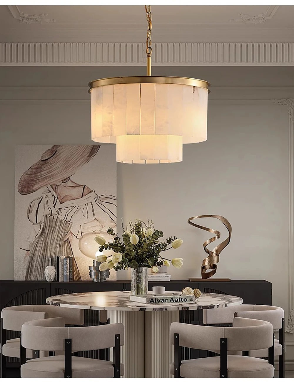 Golden Horizon Marble Chandeliers