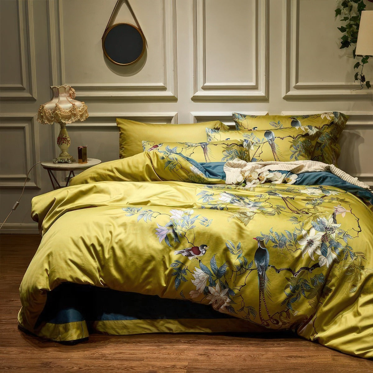 Set di biancheria da letto in cotone egiziano setoso giallo Solarosa