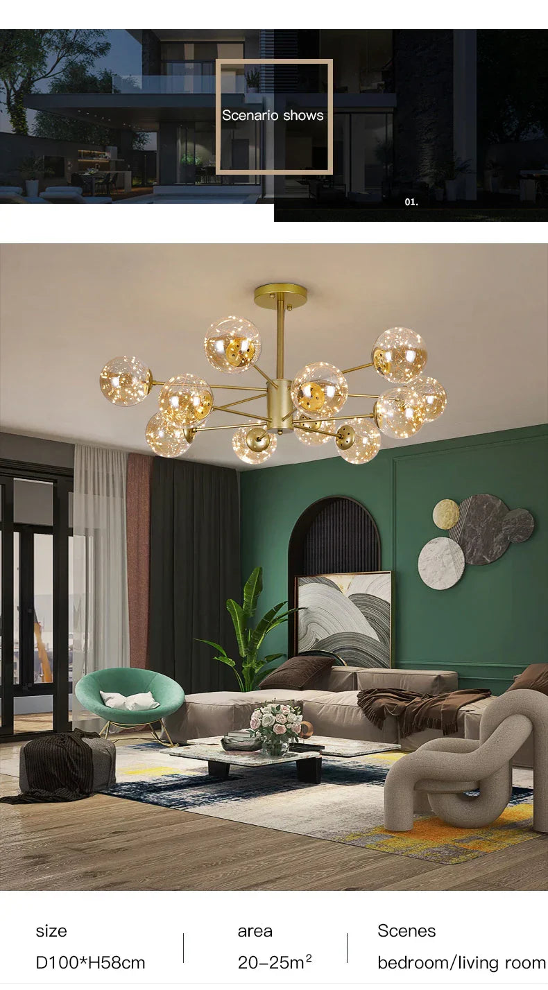 NobleLuminance - Glass Ball Chandelier