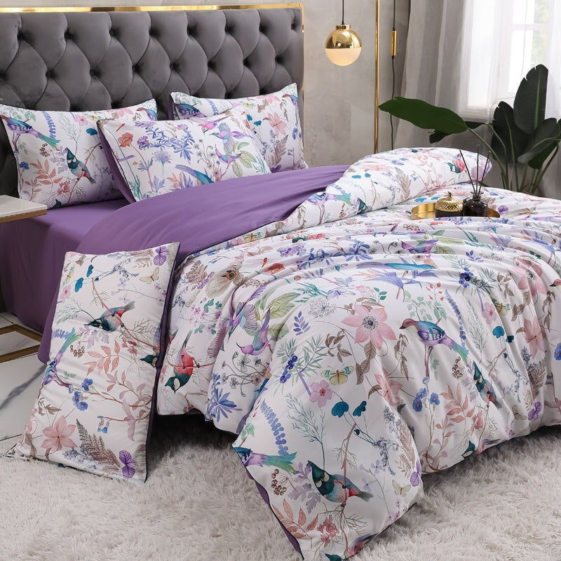 White Printed Egyptian Cotton Duvet Cover Set