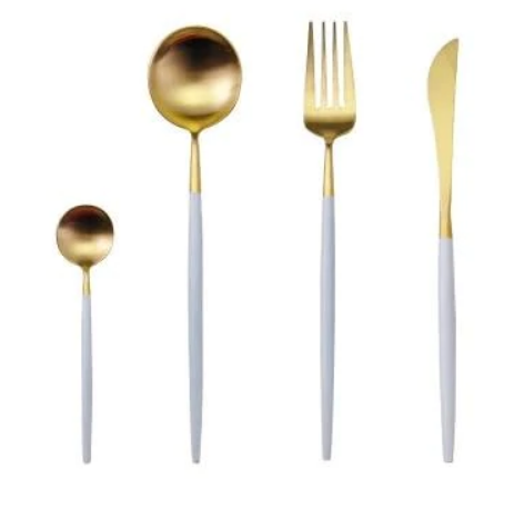 Luxury Stainless Steel 24-Piece Gold-Silver Cutlery Set