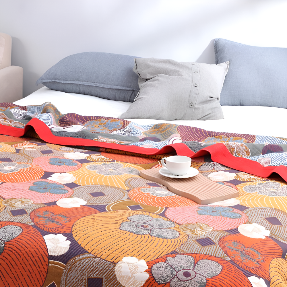 Colourful Cotton Persimmon Coverlet