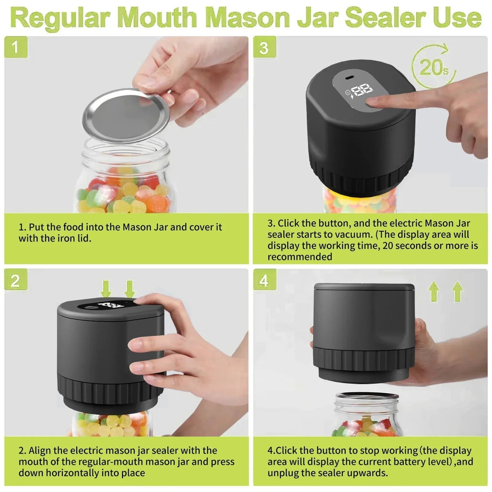 Elektrisk Mason Jar Vakuumforsegler