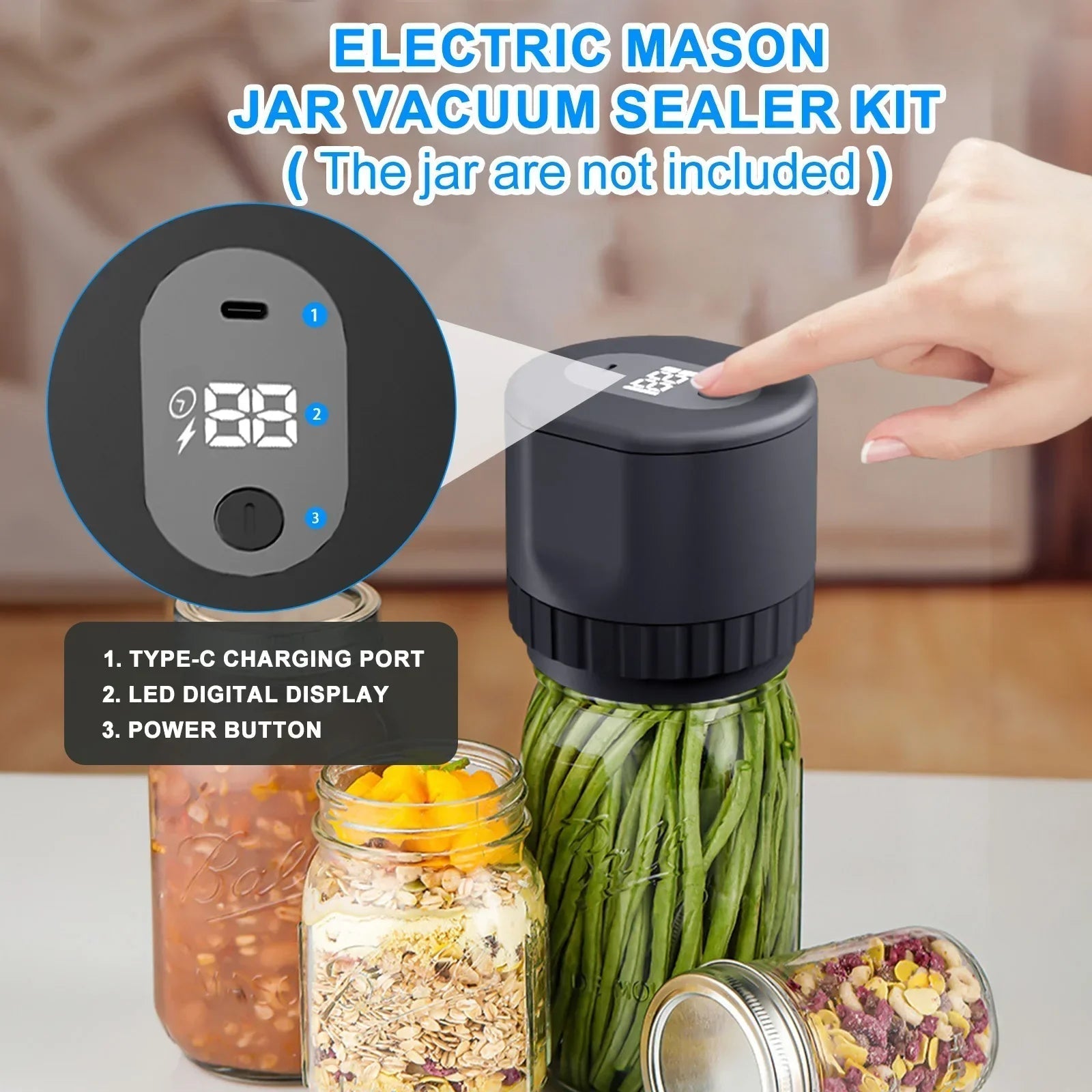 Elektrisk Mason Jar Vakuumforsegler