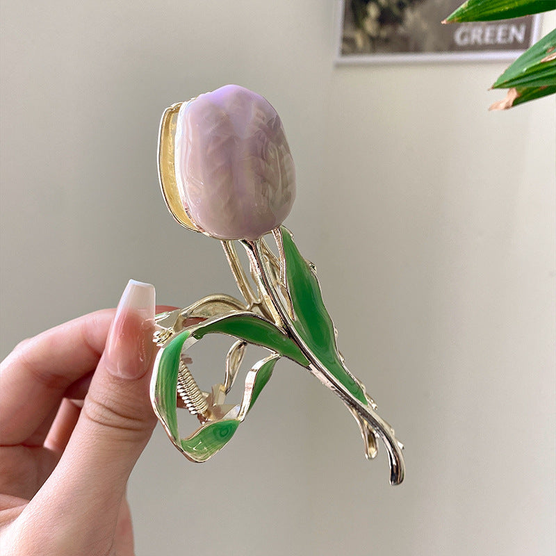 Pince à cheveux en forme de fleur de tulipe