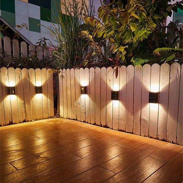 Luz de decoración de pared de patio al aire libre con energía solar impermeable