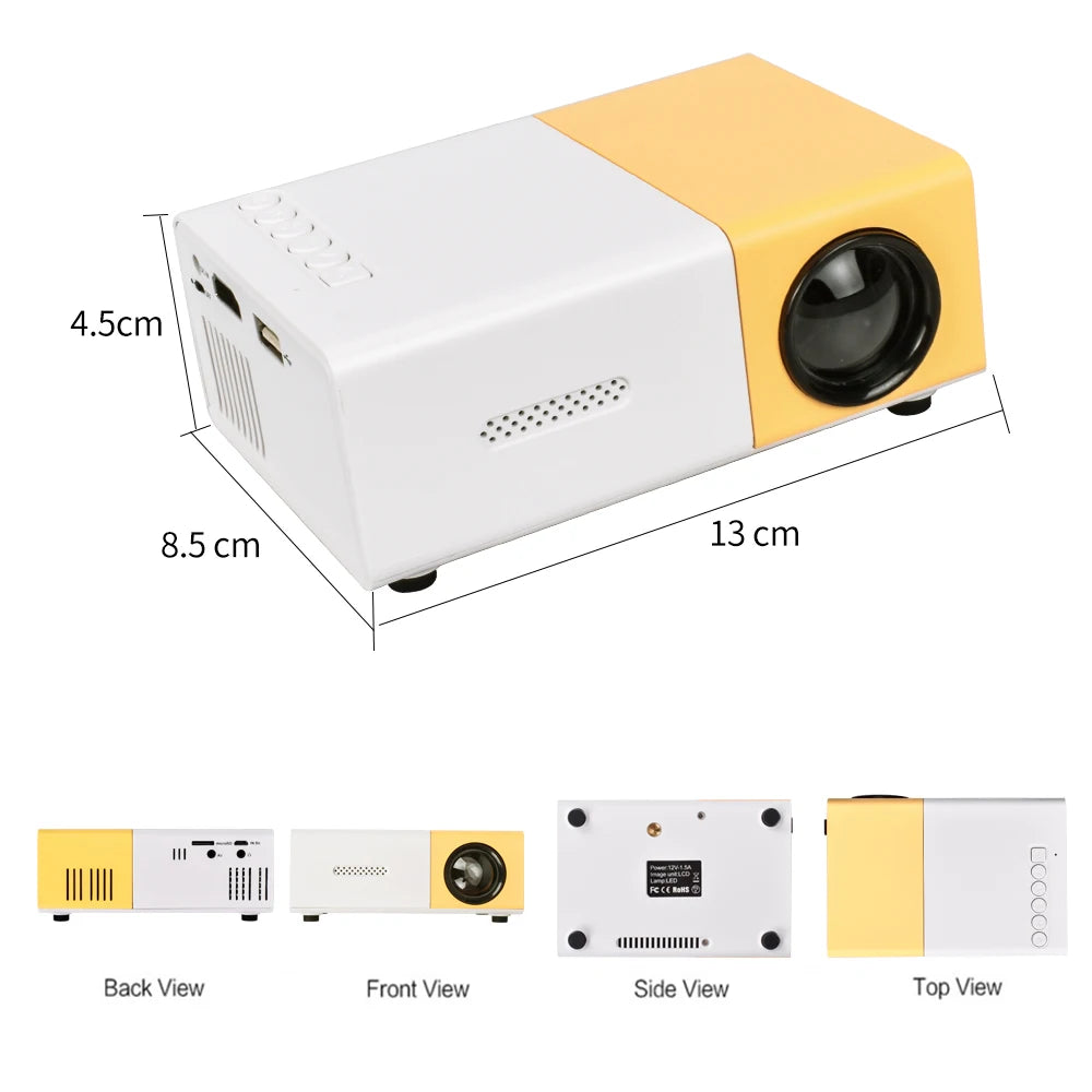 "Miniprojector – 1080P Full HD-ondersteuning, draagbare LED-projector, 4K-videoweergave, meerdere connectiviteitsopties"