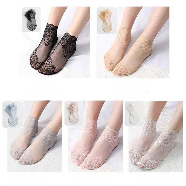 Yasmin Fashion Rose Lace Socks