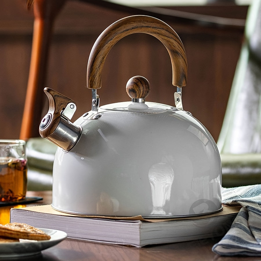 3L Whistling Tea Kettle with Wooden Accents