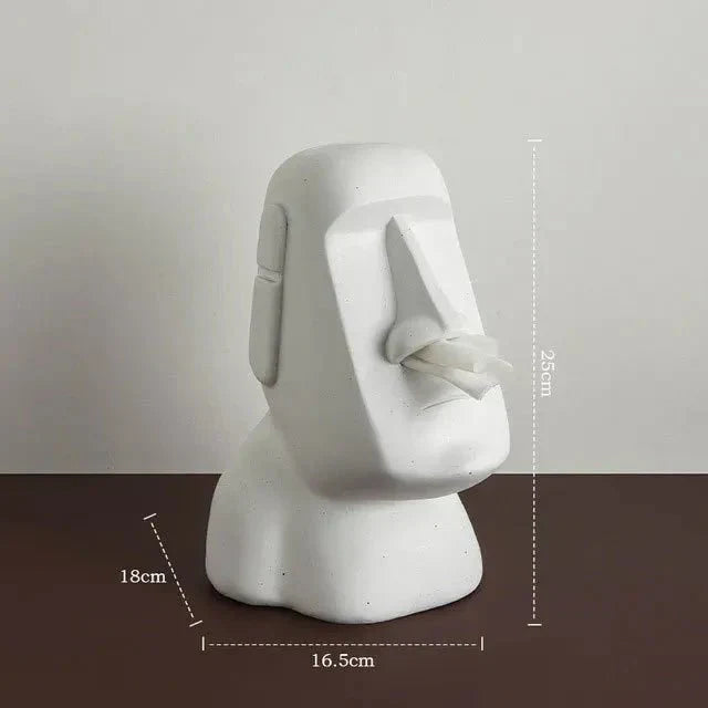 Cutie de țesuturi cu design de statuie în stilul Insulei Paștelui