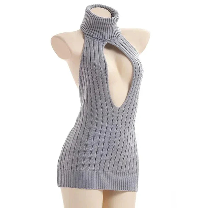 Sexy Hollow Out Pullover Ryggløs Virgin Killer Genser