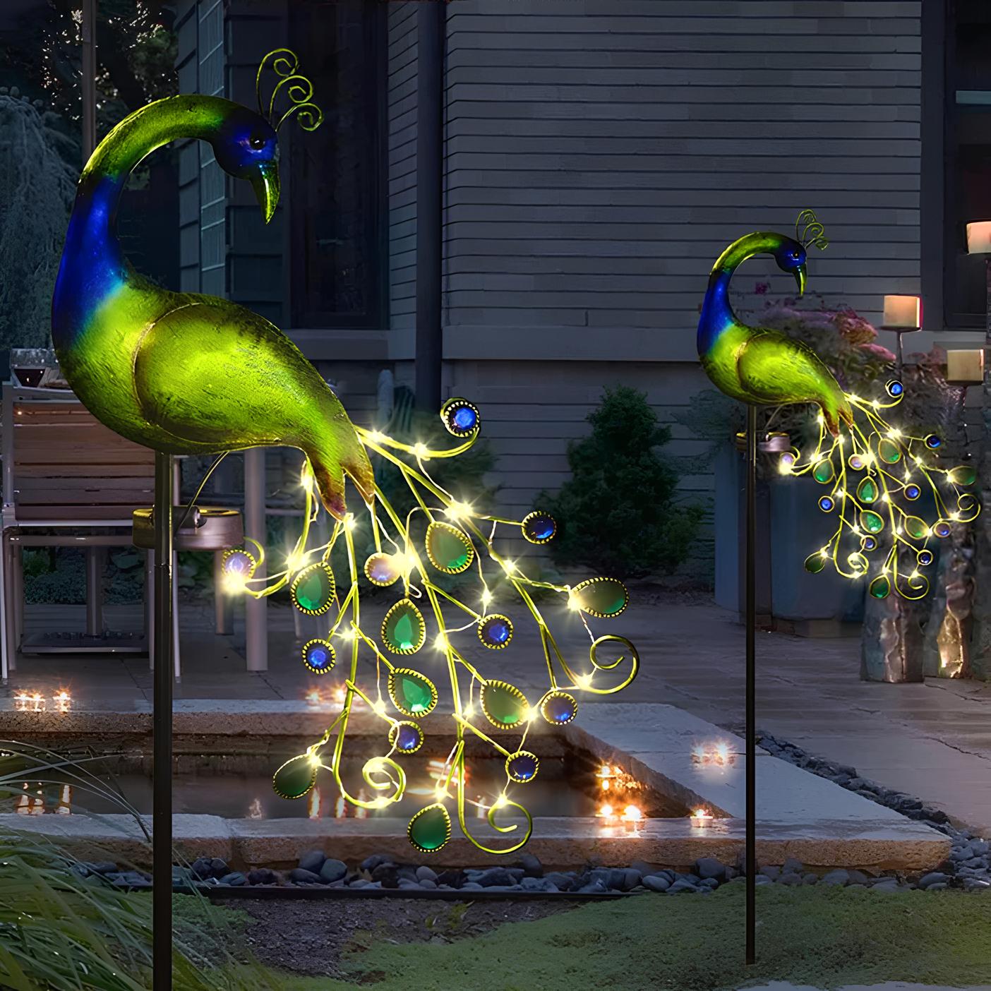 Pfau LED Solarbetriebenes Licht Wasserdichter Feengarten – Rasenlichter