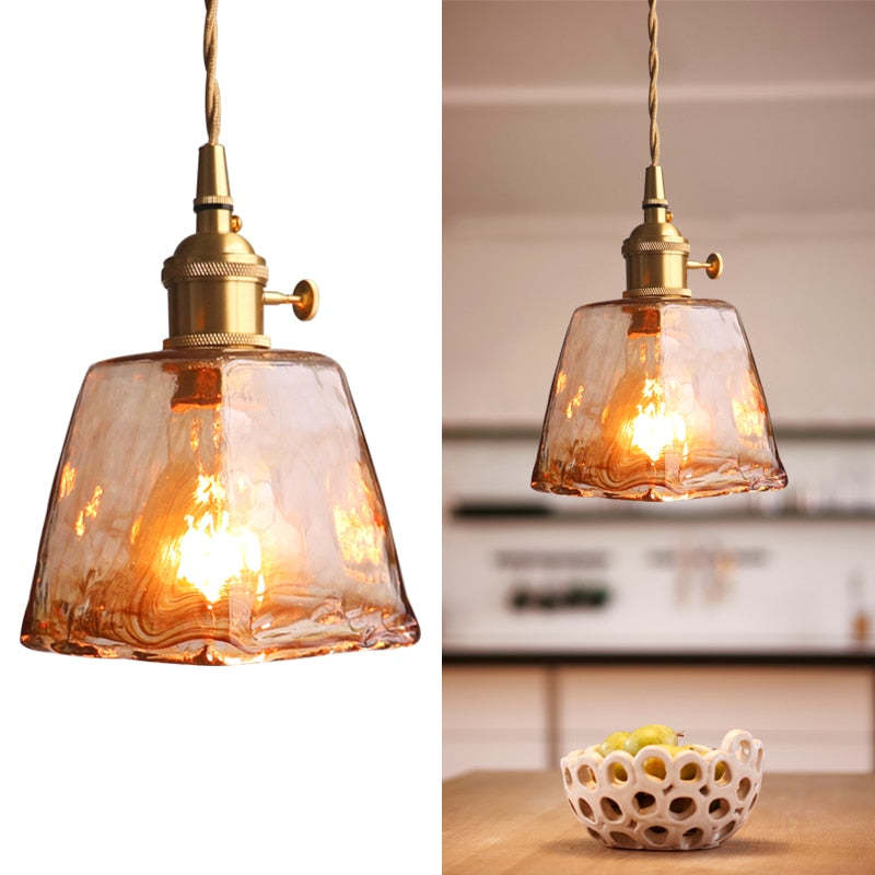 Lămpile suspendate Retro LED Levy - Metal aurit și sticlă pentru dormitor, living, dining