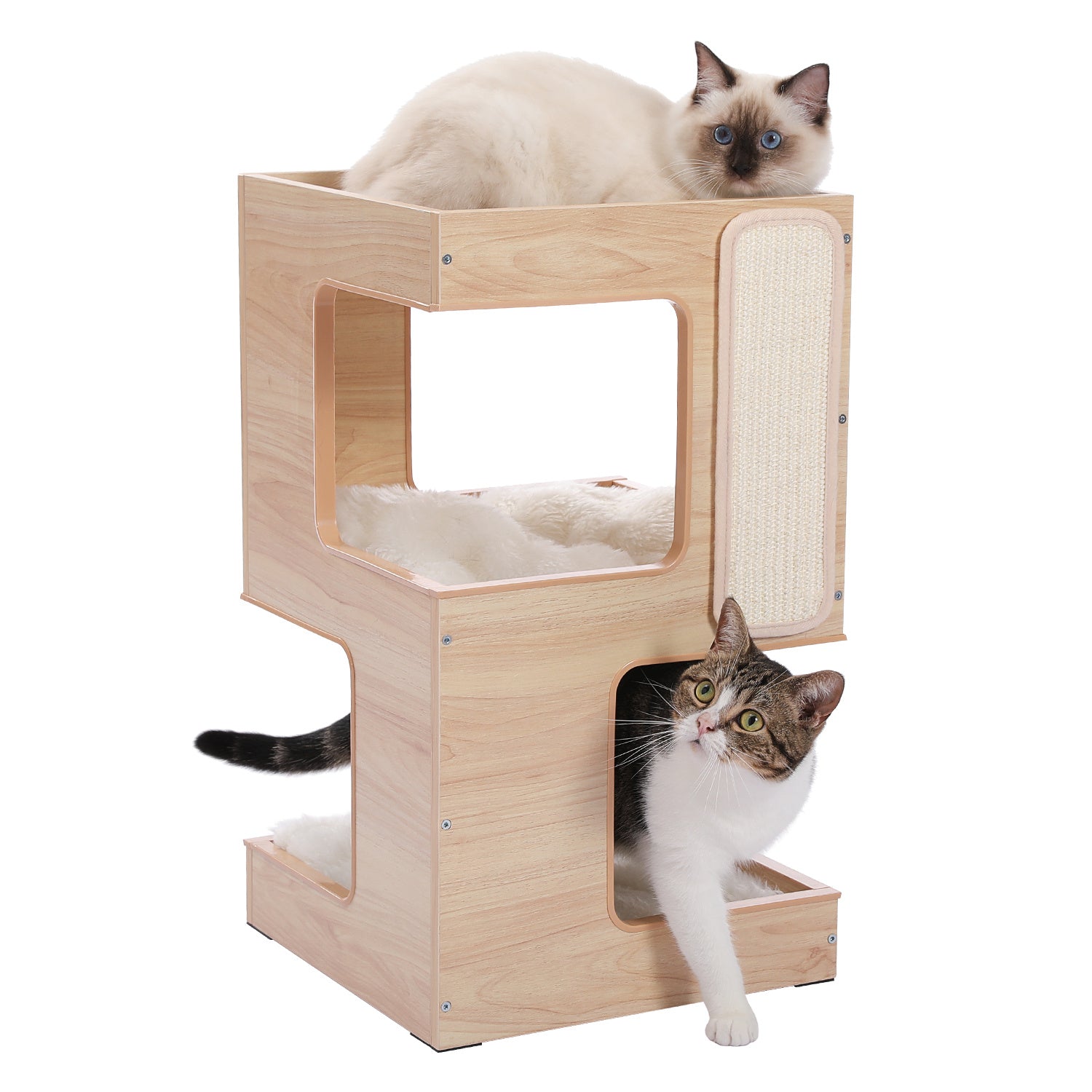 Sisal Retreat: Solid Wood Double-Layer Cat Nest