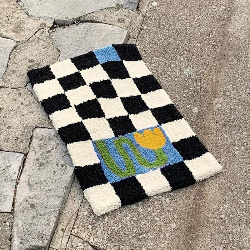 Alfombra de cuadros esponjosa