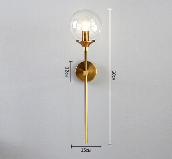 Glass Torch Brass Wall Light