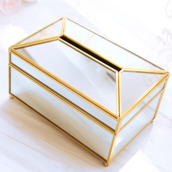 Elegance Nordic Gold Lining glazen tissuebox