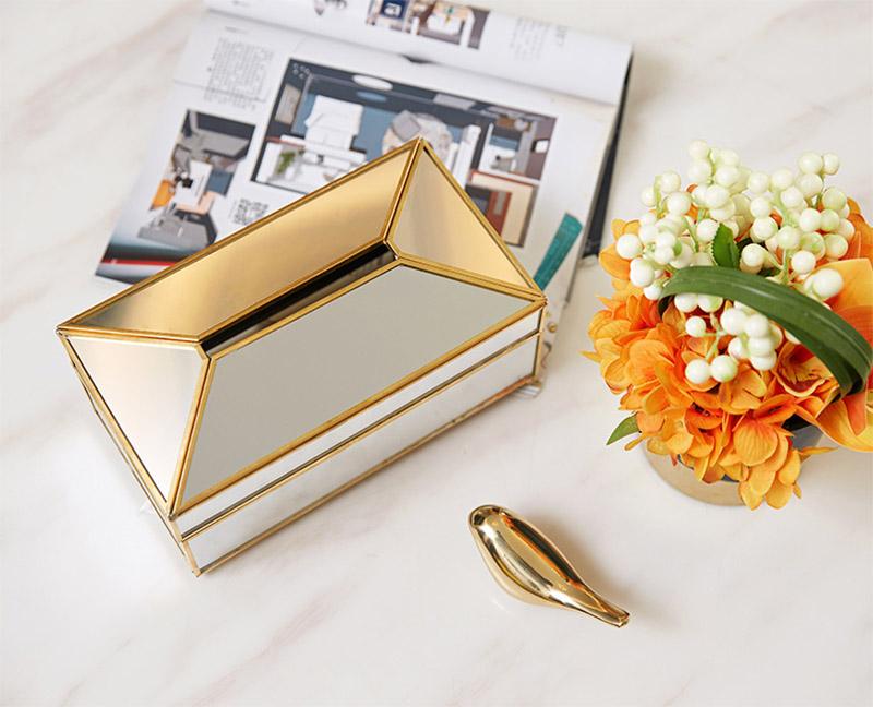 Elegance Nordic Gold Lining Glass Tissue Box