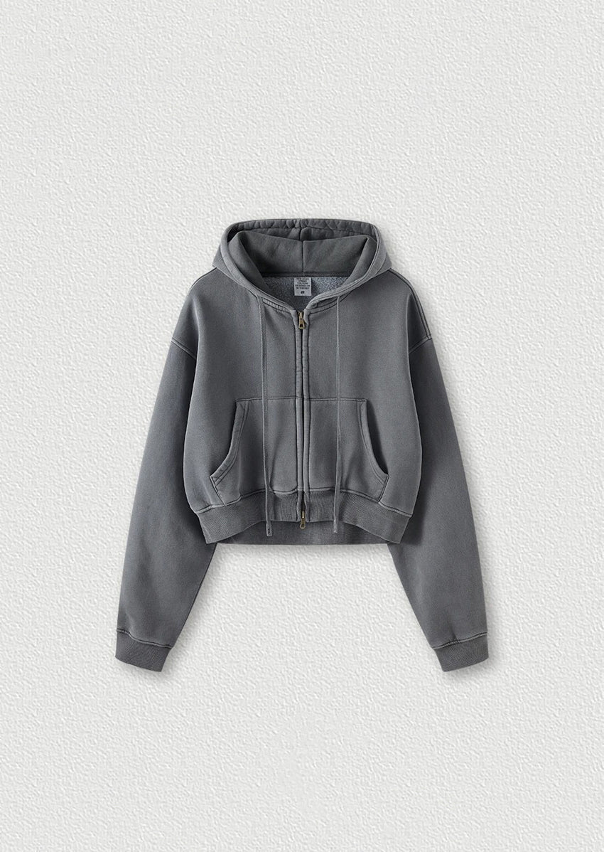 Vasket Vintage Cropped Zip Hoodie