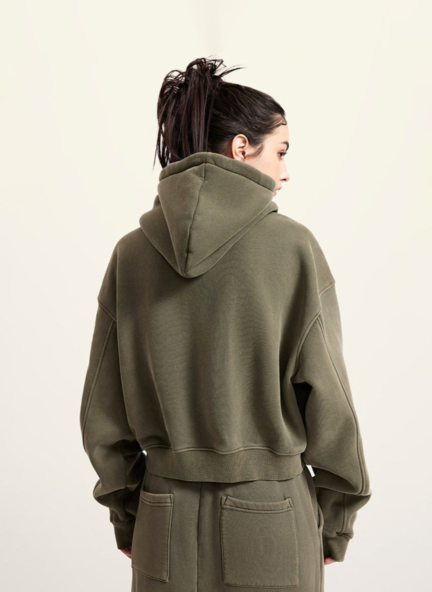 Vasket Vintage Cropped Zip Hoodie