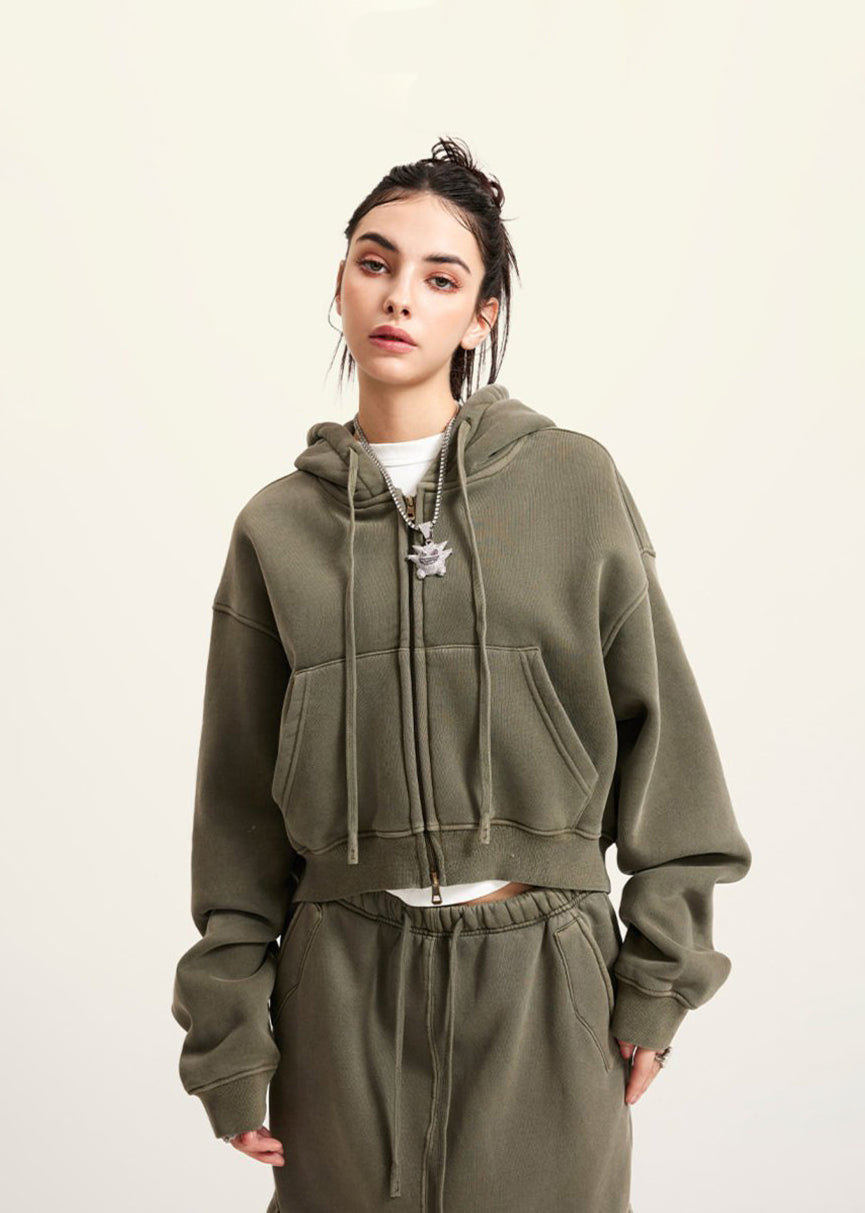 Vasket Vintage Cropped Zip Hoodie