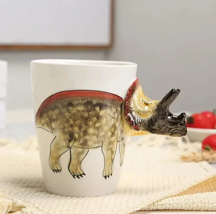 Ręcznie malowana ceramiczna mug z dinozaurem