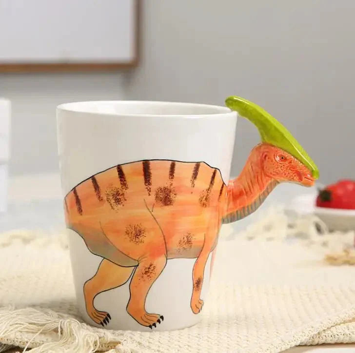 Handmålad keramisk dinosauriemugg