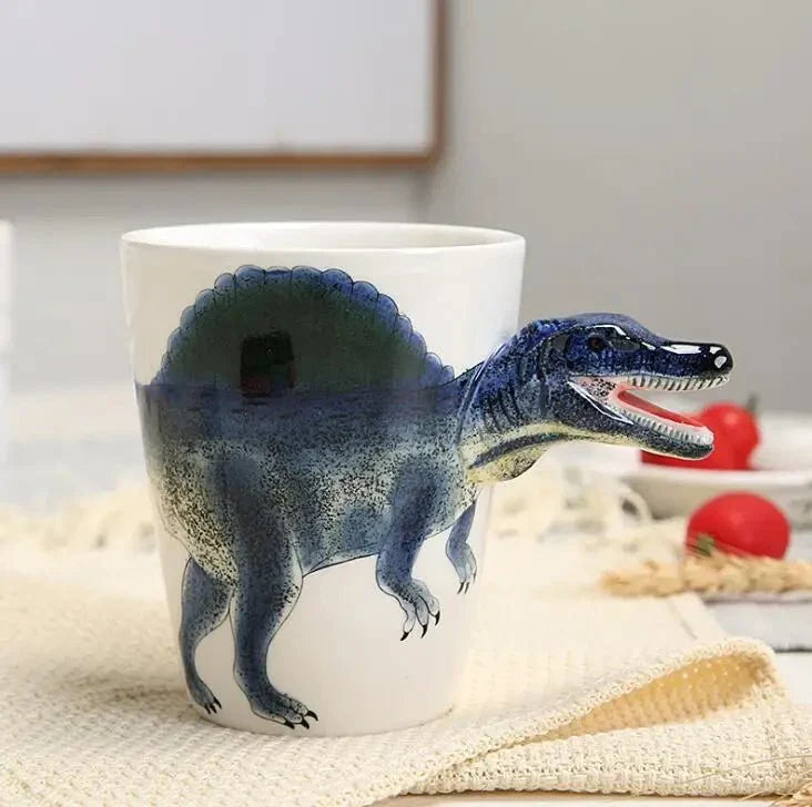 Ręcznie malowana ceramiczna mug z dinozaurem