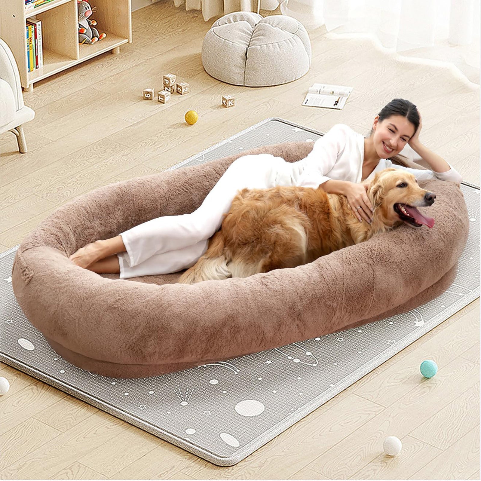 Purrfect Snuggle Haven: Human-Sized Cuddle Bed for Pets