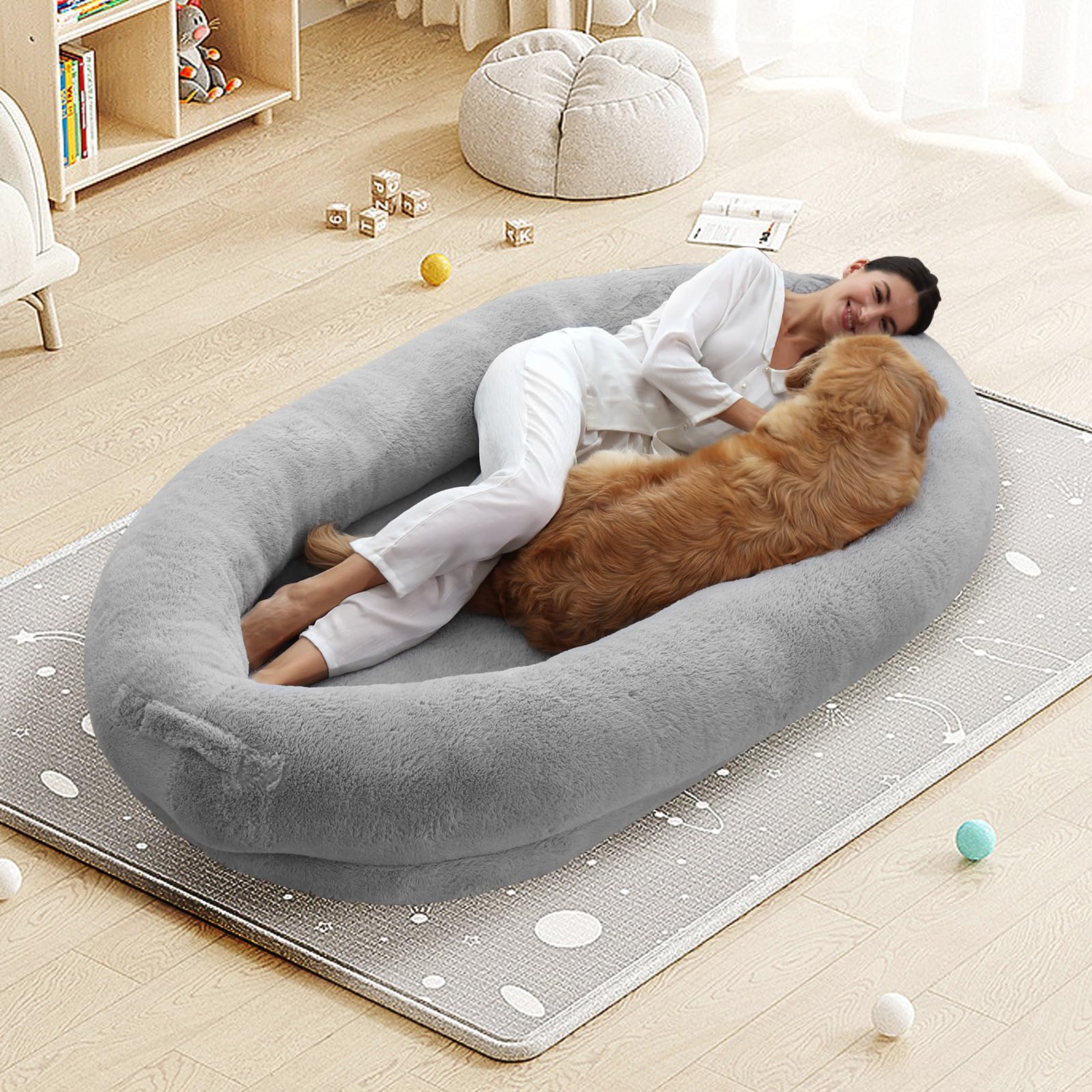 Purrfect Snuggle Haven: Human-Sized Cuddle Bed for Pets