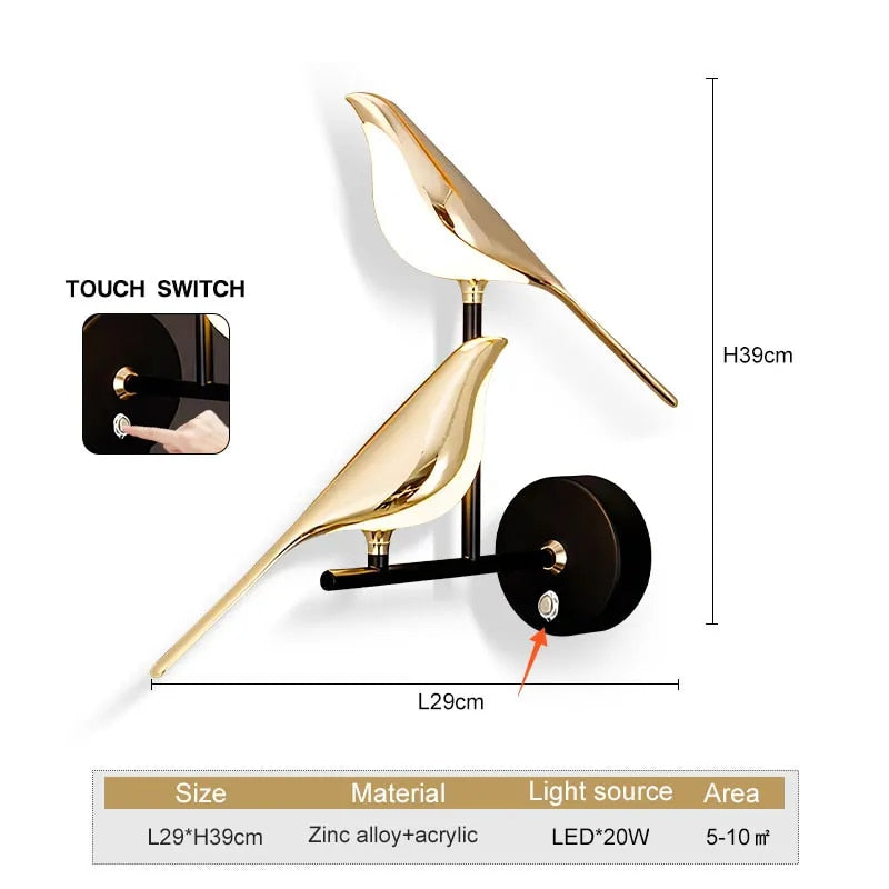 WingSpan - Lampada da parete Bird 360° girevole